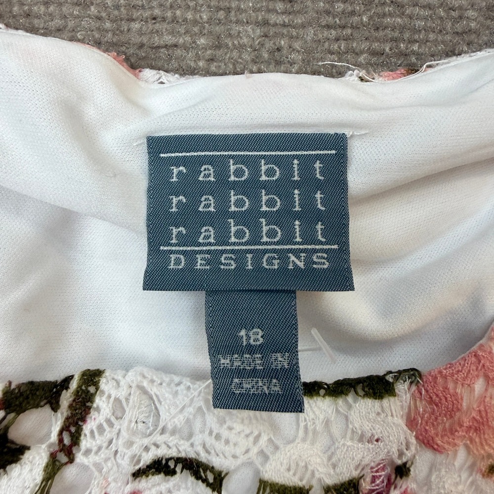 MSRP $89 Rabbit Rabbit Rabbit Design Womens 18 Blush Floral Dress Round Neck - Picture 5 of 8